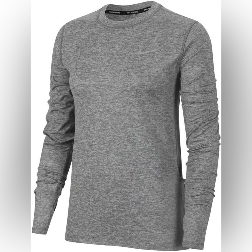 Nike Dri-FIT Long-Sleeve Crewneck Running Top - Women’s US M - Heather Grey